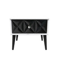 Pixel 1 Drawer Bedside Cabinet with Legs in Deep Black & White Matt for Sale