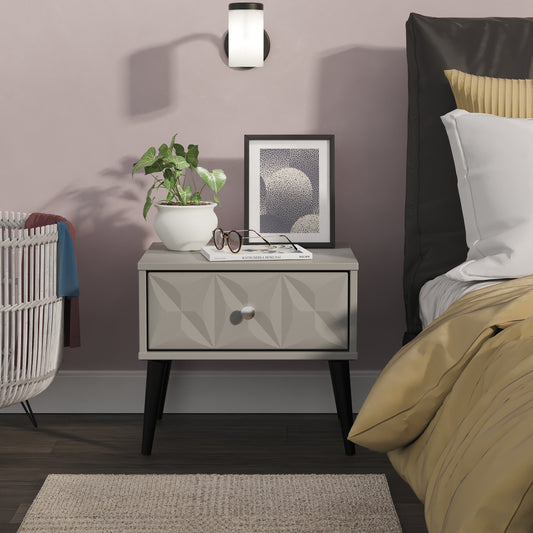 Pixel 1 Drawer Bedside Cabinet with Legs in Dusk Grey