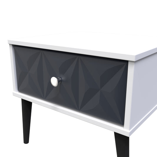 Pixel 1 Drawer Bedside Cabinet with Legs in Indigo Blue and White Matt Colour for Sale