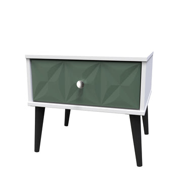 Pixel 1 Drawer Bedside Cabinet with Legs in Labrador and White Matt Colour