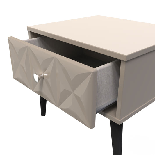 Pixel 1 Drawer Bedside Cabinet with Legs in Mushroom Matt