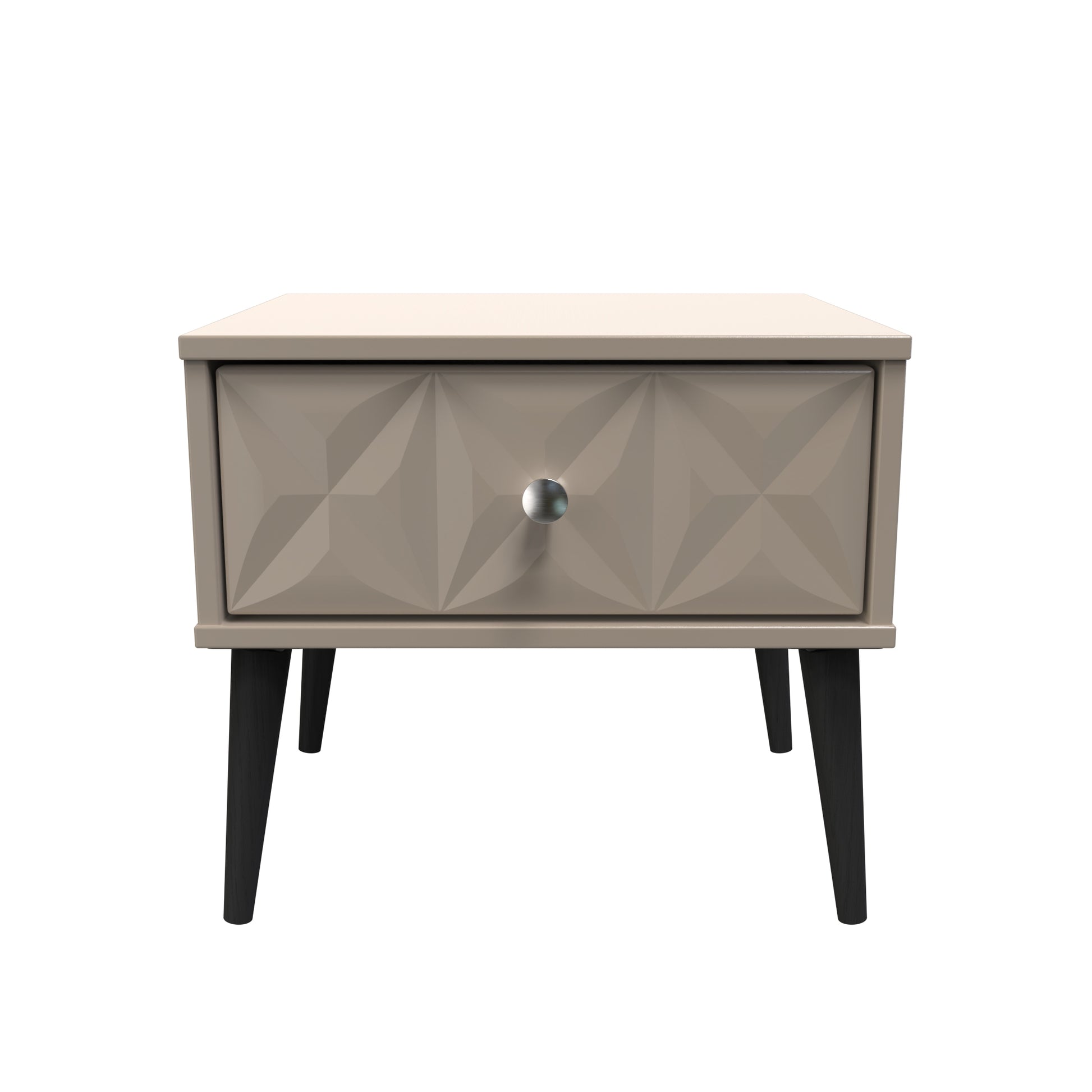 Pixel 1 Drawer Bedside Cabinet with Legs in Mushroom Matt Colour