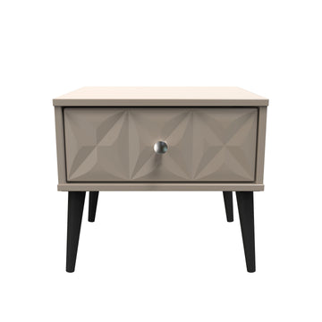 Pixel 1 Drawer Bedside Cabinet with Legs in Mushroom Matt Colour