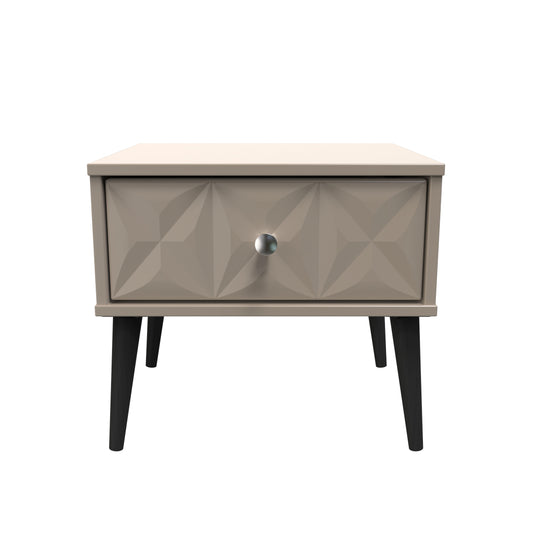 Pixel 1 Drawer Bedside Cabinet with Legs in Mushroom Matt Colour