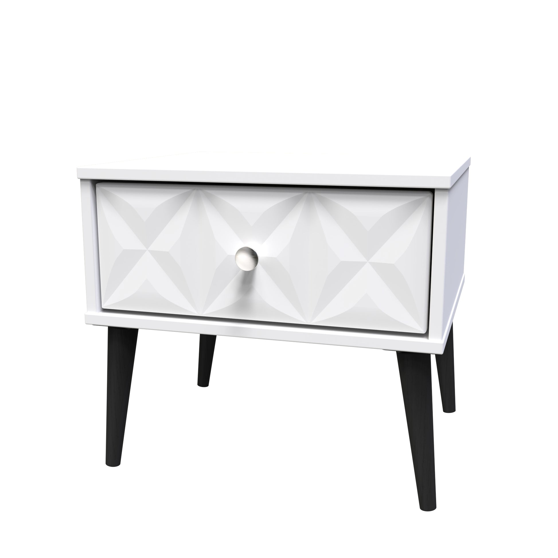 Pixel 1 Drawer Bedside Cabinet with Legs in White Matt Colour