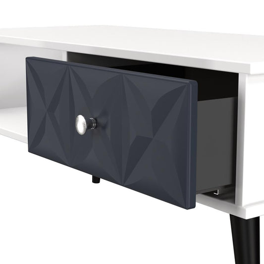 Pixel 1 Drawer Coffee Table Indigo and White Matt
