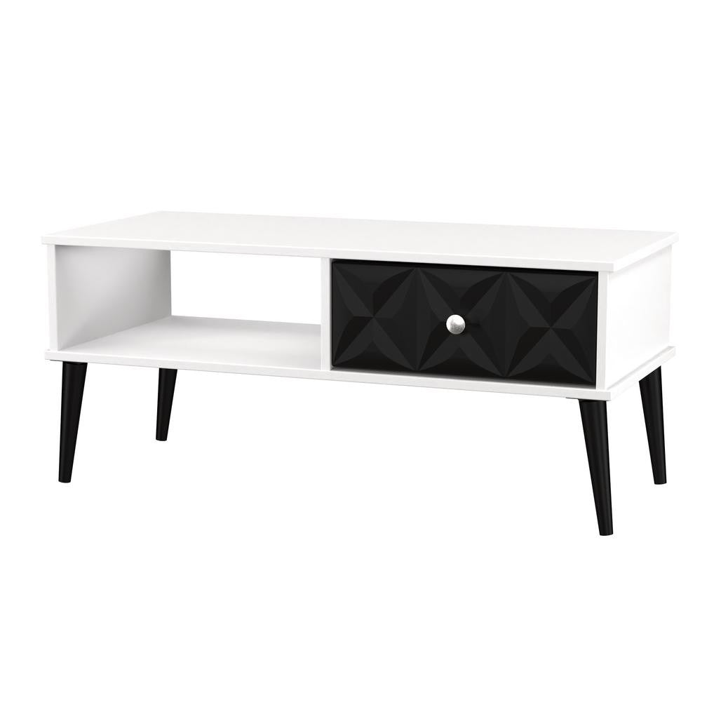 Pixel 1 Drawer Coffee Table in Black & White Matt