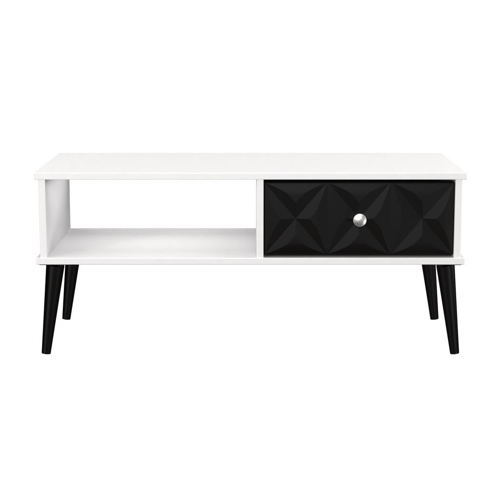 Pixel 1 Drawer Coffee Table in Deep Black and White Matt for Sale