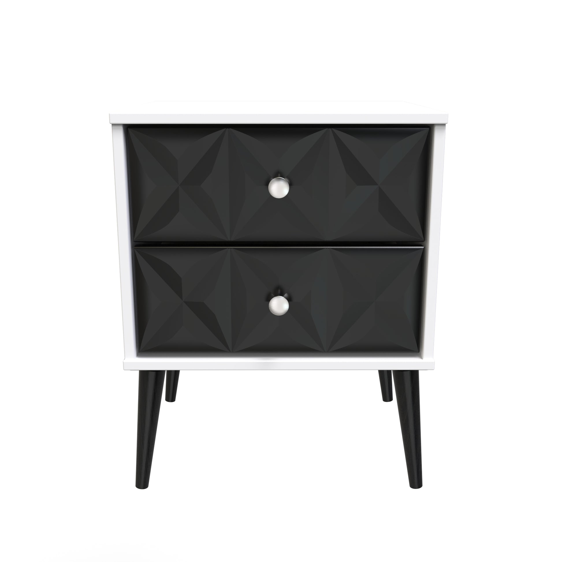 Pixel 2 Drawer Bedside Cabinet in Deep Black & White Matt