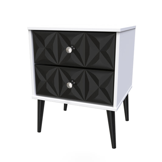 Pixel 2 Drawer Bedside Cabinet in Deep Black & White Matt Colour