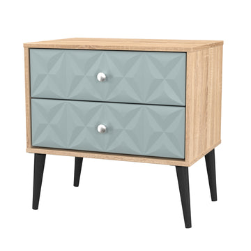 Pixel 2 Drawer Bedside Cabinet in Duck and Bardolino Oak