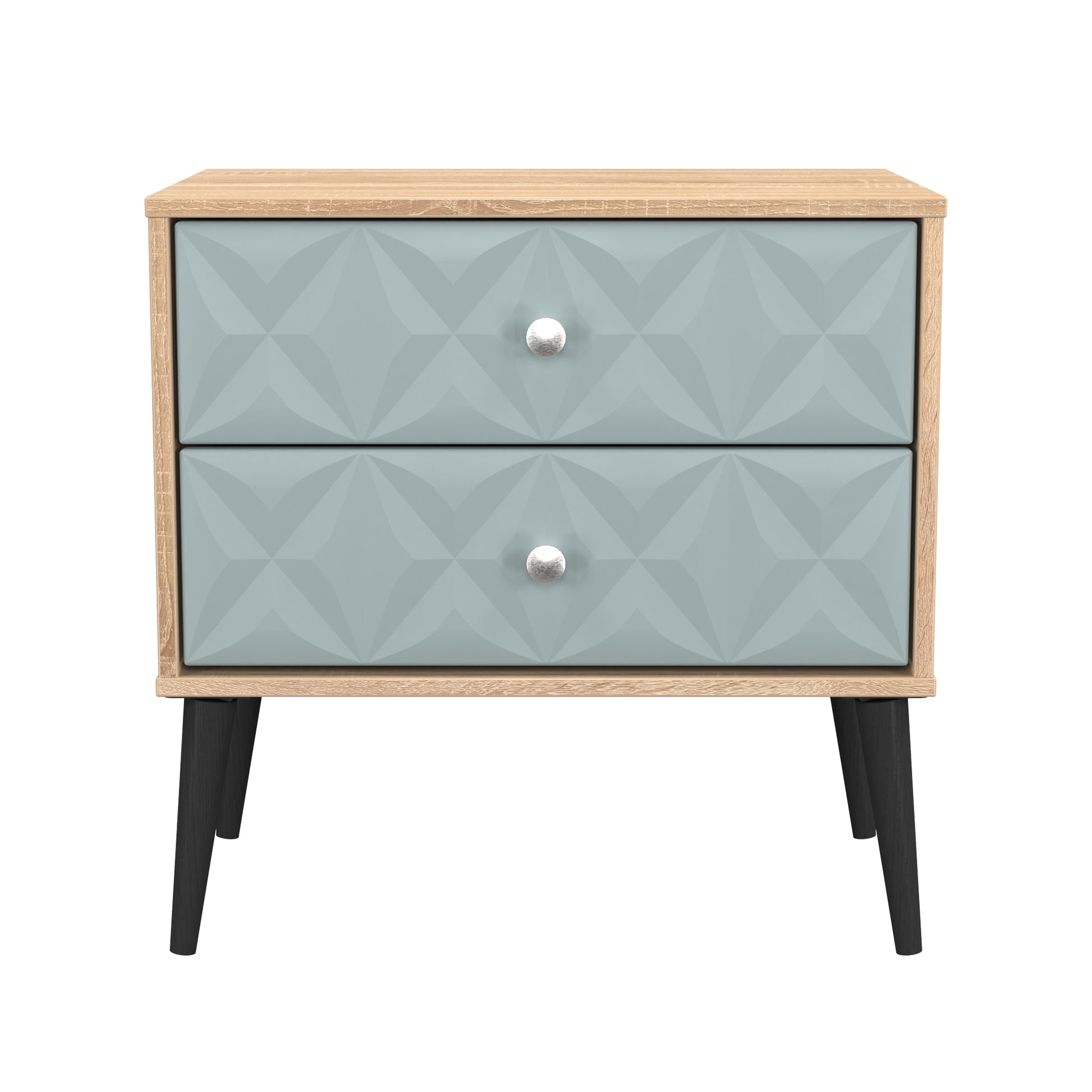 Pixel 2 Drawer Bedside Cabinet in Duck and Bardolino Oak for Sale