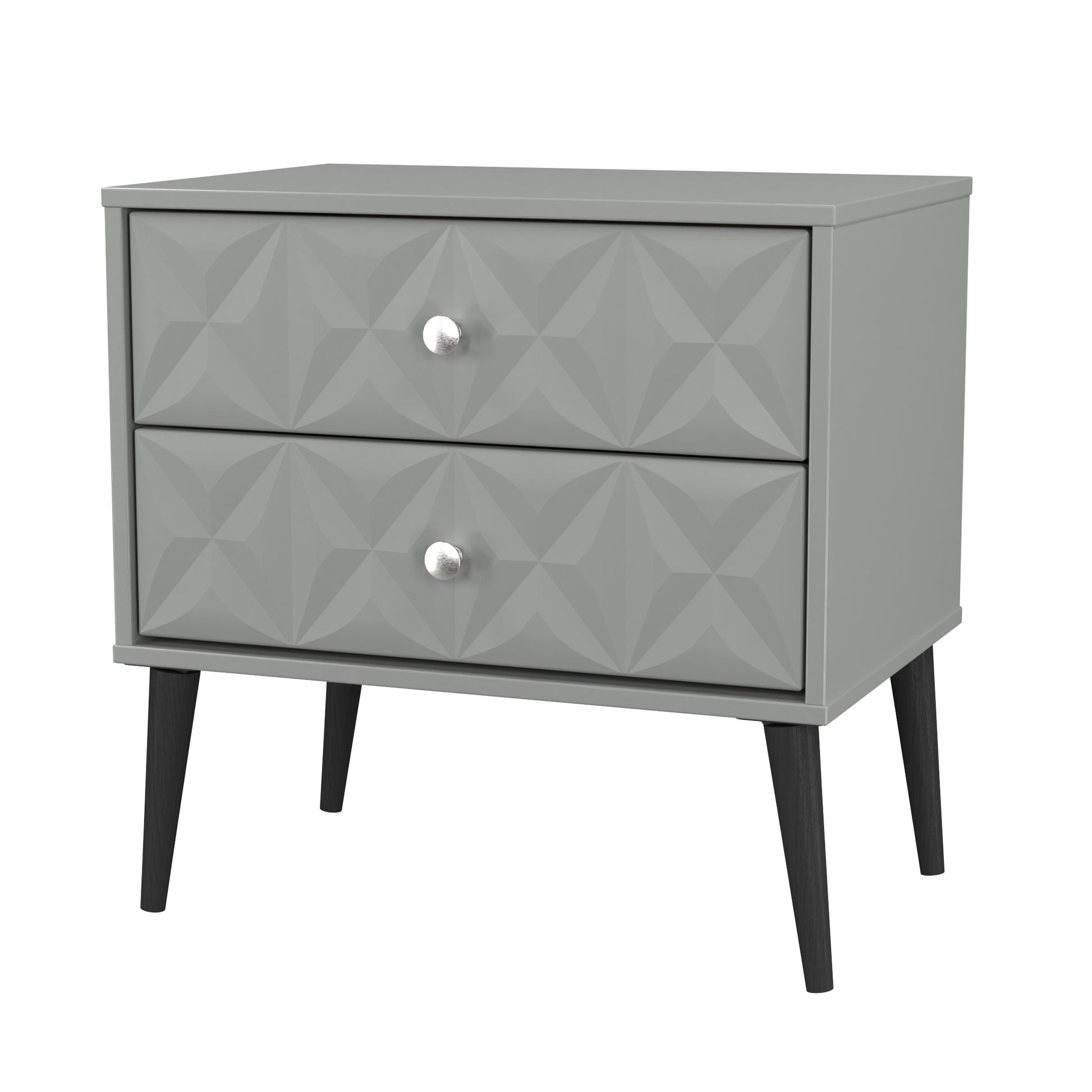Pixel 2 Drawer Bedside Cabinet in Dusk Grey Colour