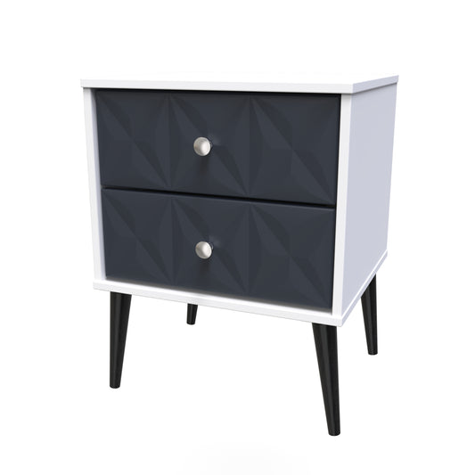 Pixel 2 Drawer Bedside Cabinet in Indigo Blue and White Matt Colour