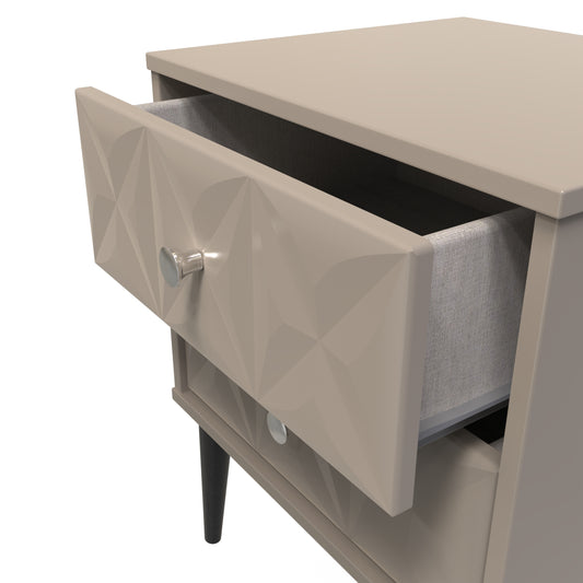 Pixel 2 Drawer Bedside Cabinet in Mushroom Matt 