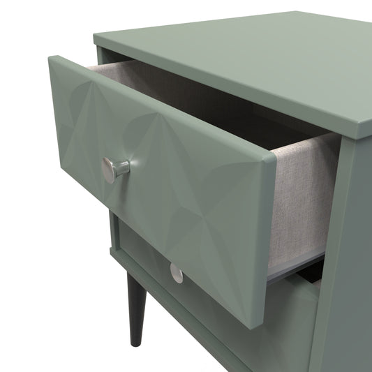 Pixel 2 Drawer Bedside Cabinet in Reed Green Colour