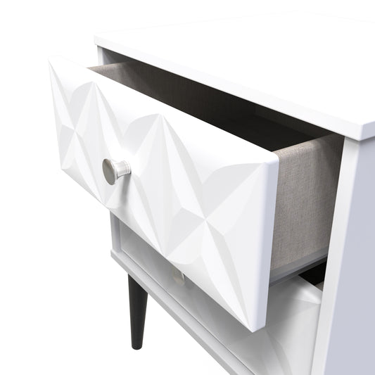 Pixel 2 Drawer Bedside Cabinet in White Matt Colour