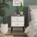Pixel 2 Drawer Bedside Cabinet in White Matt and Vintage Oak Colour