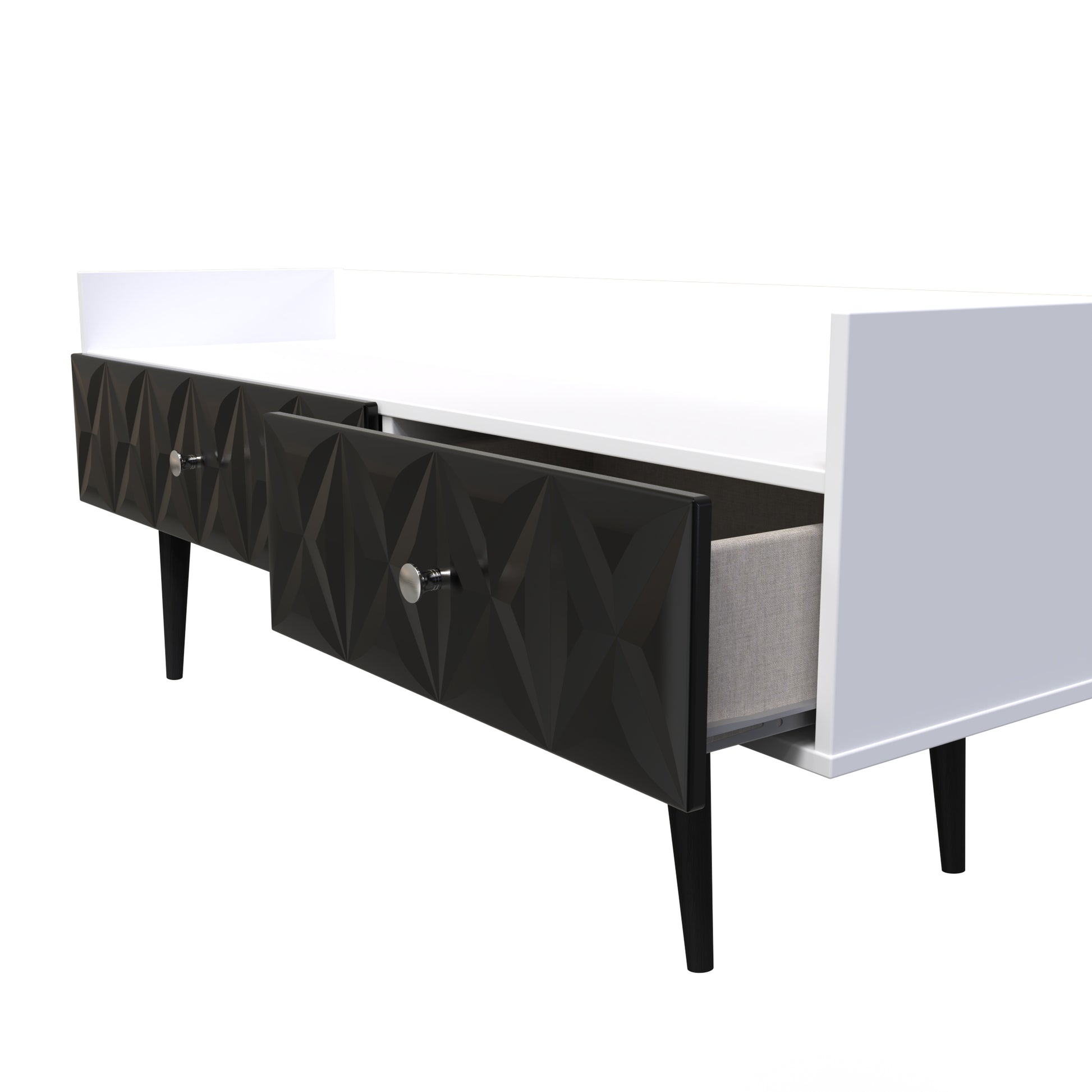 Pixel 2 Drawer Coffee Table in Deep Black and White Matt
