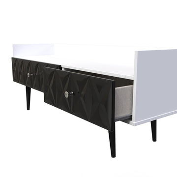 Pixel 2 Drawer Coffee Table in Deep Black and White Matt