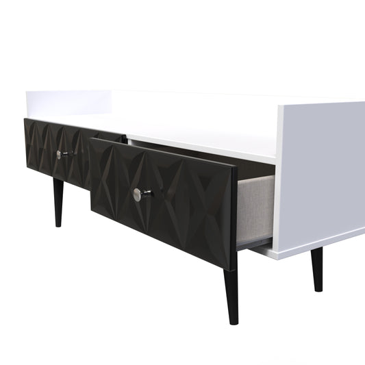 Pixel 2 Drawer Coffee Table in Deep Black and White Matt