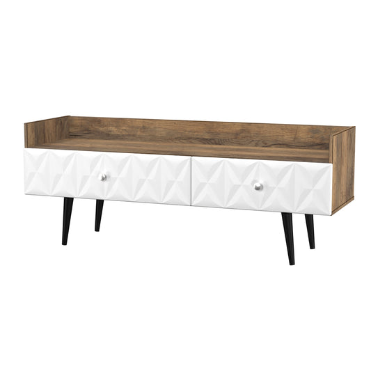 Pixel 2 Drawer Coffee Table in White Matt and Vintage Oak