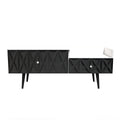 Pixel 2 Drawer TV Console Unit in Deep Black and White Matt Colour