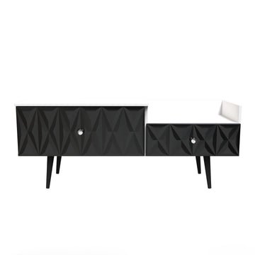 Pixel 2 Drawer TV Console Unit in Deep Black and White Matt Colour