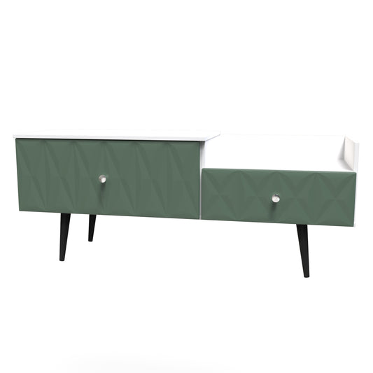 Pixel 2 Drawer TV Console Unit in Labrador and White Matt