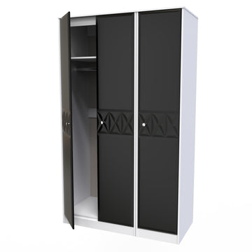 Pixel 3 Door Wardrobe in Deep Black & White Matt 