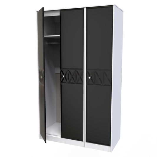 Pixel 3 Door Wardrobe in Deep Black & White Matt 