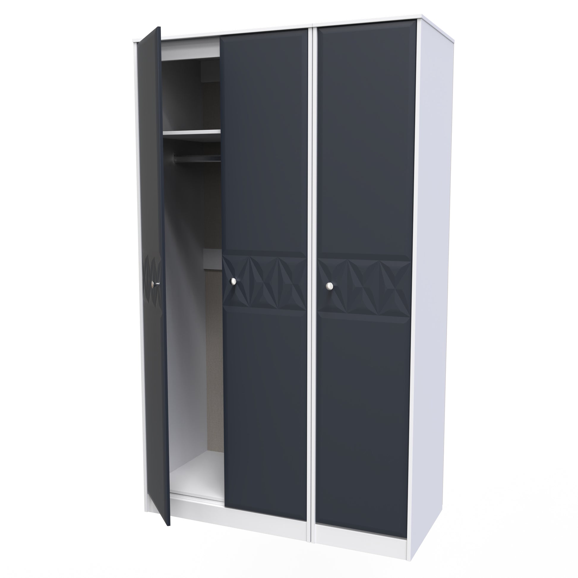 Pixel 3 Door Wardrobe in Indigo Blue and White Matt 