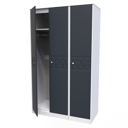 Pixel 3 Door Wardrobe in Indigo Blue and White Matt 