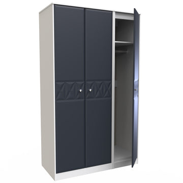 Pixel 3 Door Wardrobe in Indigo Blue and White Matt Colour