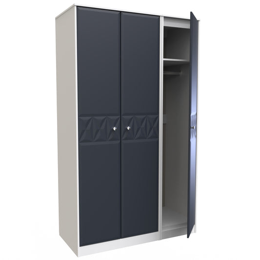 Pixel 3 Door Wardrobe in Indigo Blue and White Matt Colour