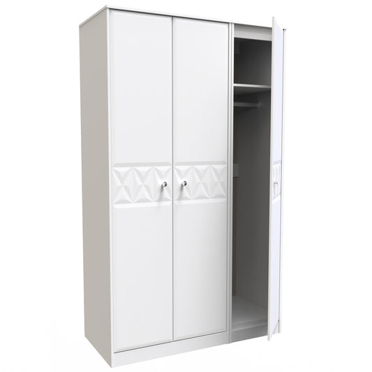 Pixel 3 Door Wardrobe in White Matt 