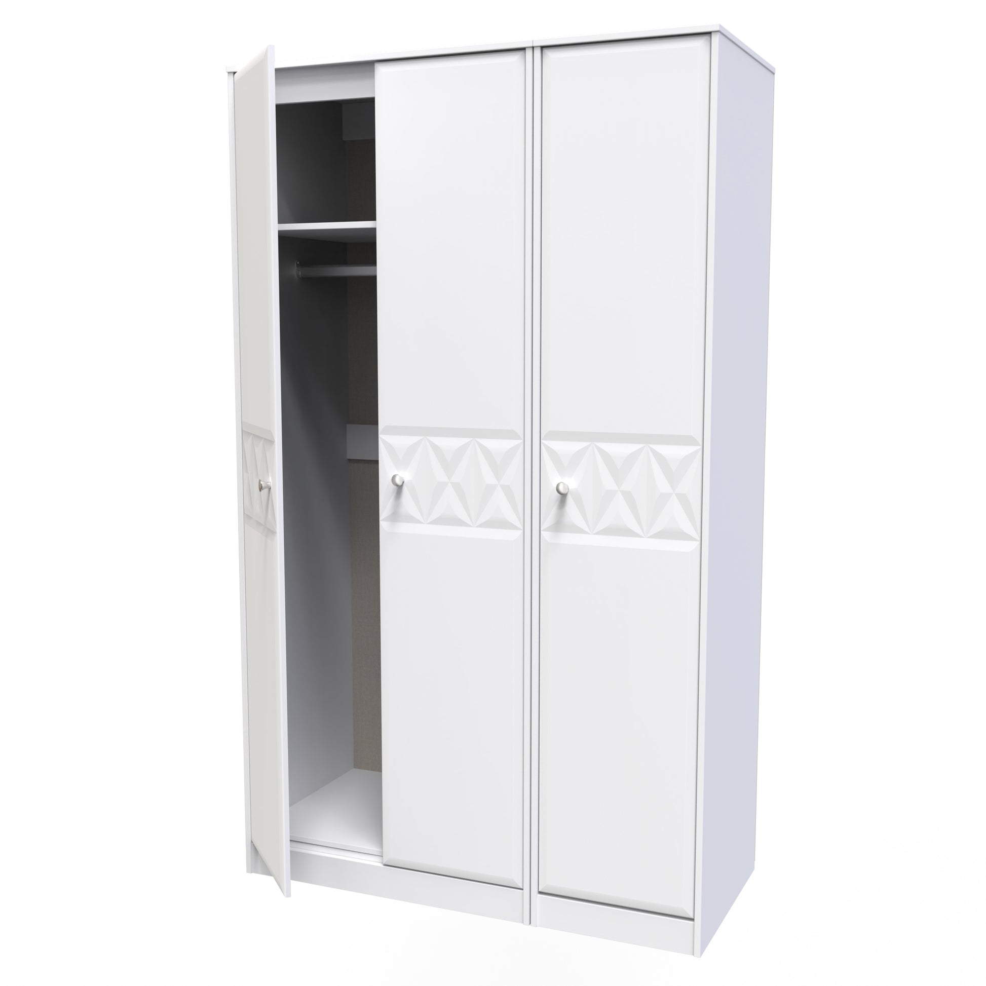 Pixel 3 Door Wardrobe in White Matt Colour