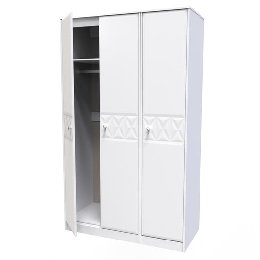 Pixel 3 Door Wardrobe in White Matt Colour