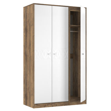 Pixel 3 Door Wardrobe in White Matt and Vintage Oak Colour