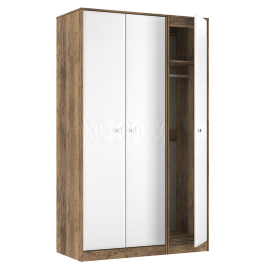 Pixel 3 Door Wardrobe in White Matt and Vintage Oak Colour