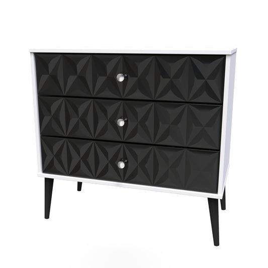 Pixel 3 Drawer Chest in Deep Black and White Matt 