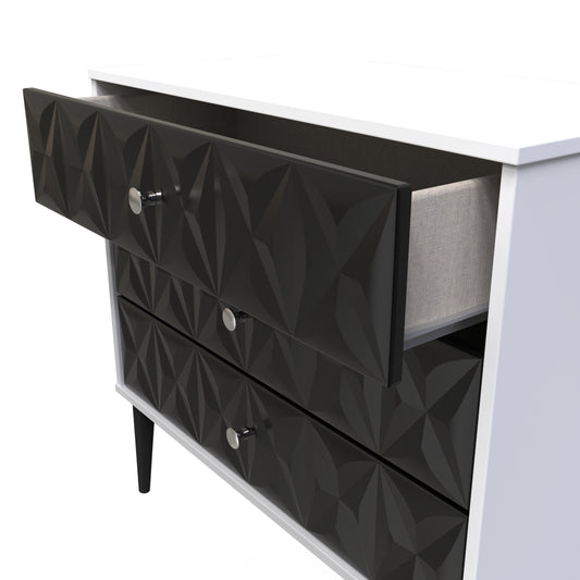 Pixel 3 Drawer Chest in Deep Black and White Matt Colour