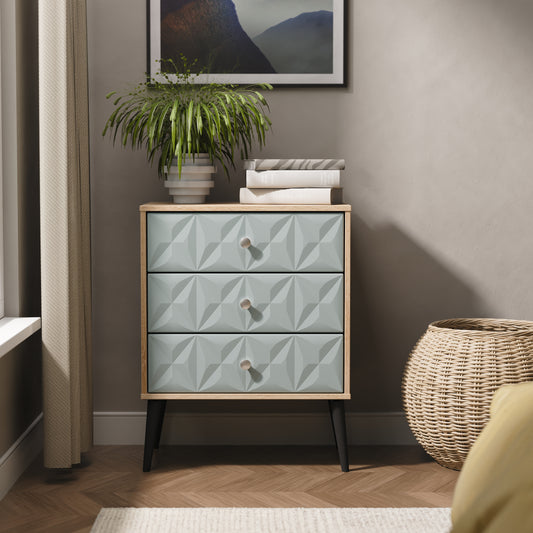 Pixel 3 Drawer Chest in Duck and Bardolino Oak Colour