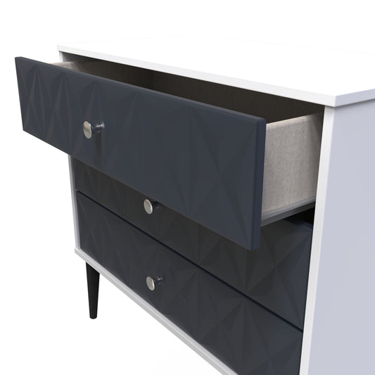 Pixel 3 Drawer Chest in Indigo Blue and White Matt  Colour