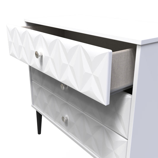 Pixel 3 Drawer Chest in White Matt Colour