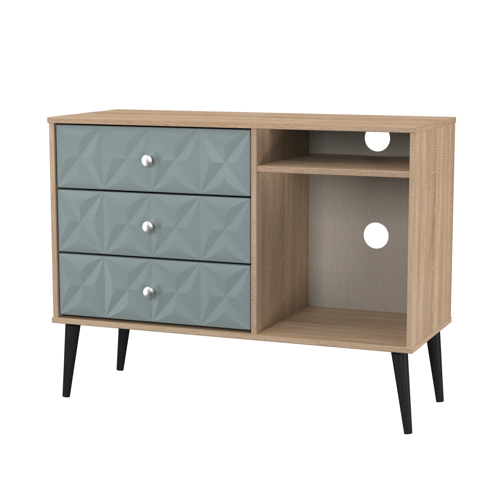 Pixel 3 Drawer TV Unit in Duck & Bardolino Oak