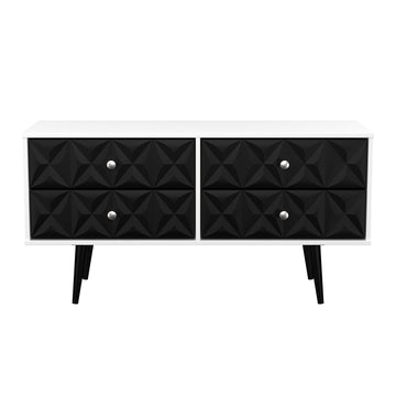 Pixel 4 Drawer Bed Box in Deep Black & White Matt