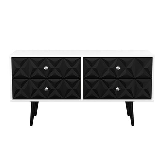 Pixel 4 Drawer Bed Box in Deep Black & White Matt