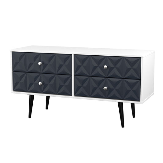 Pixel 4 Drawer Bed Box in Indigo Blue and White Matt 