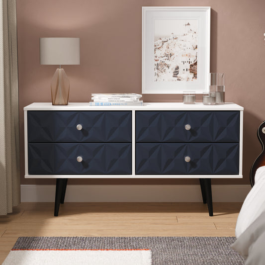 Pixel 4 Drawer Bed Box in Indigo Blue and White Matt Colour
